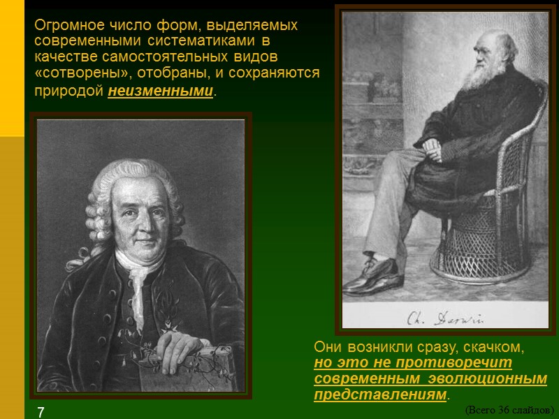Огромное число форм, выделяемых современными систематиками в качестве самостоятельных видов «сотворены», отобраны, и сохраняются